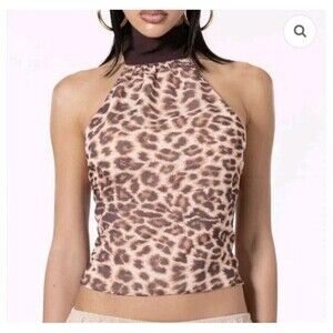 The Kript Leopard Halter Top Size XS Tie